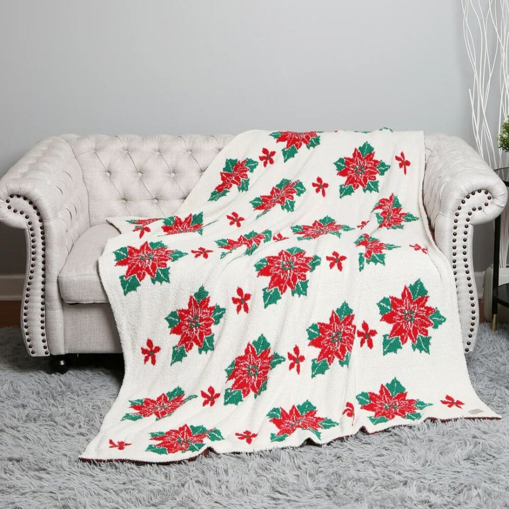 Poinsettia Pattern Luxury Soft Throw Blanket